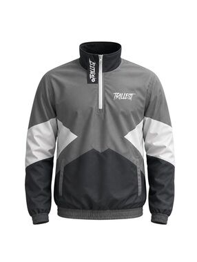 Trillest Quarter Zip Windbreaker Jacket Gray White Black Mesh Lined XS NWT